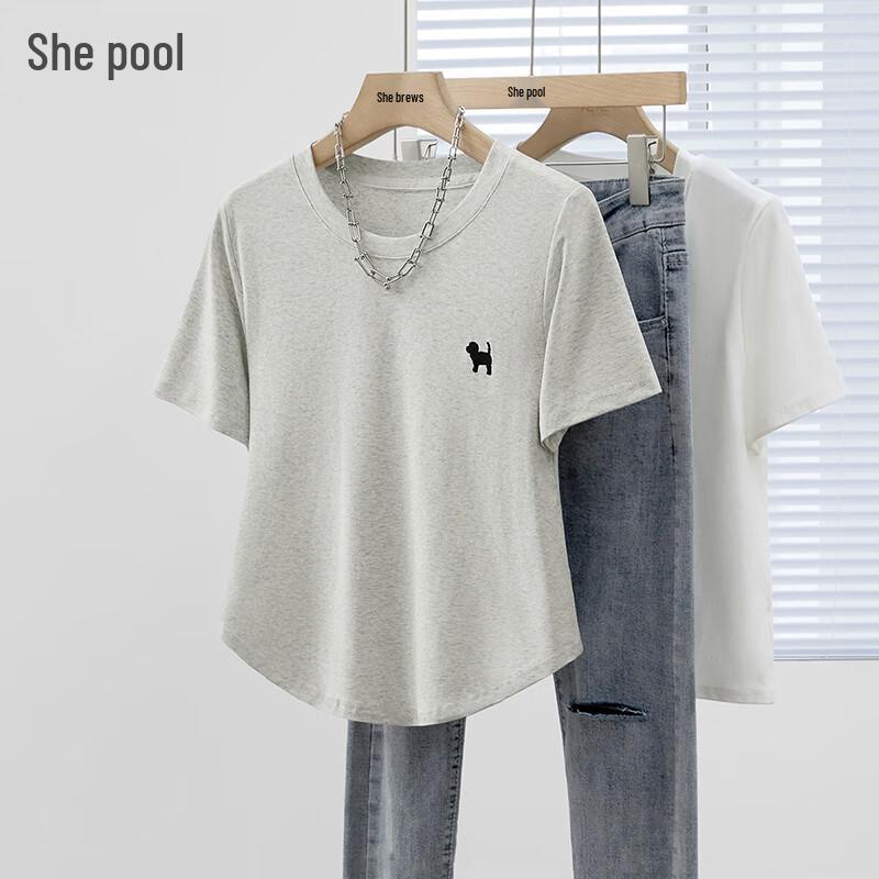 Women s 2026 Summer Embroidered Puppy Short-Sleeve T-Shirt S