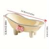 1pc Mini Bathtub-Shaped Soap Dish Charming Bathroom Accessory with Decorative Pink Bow.