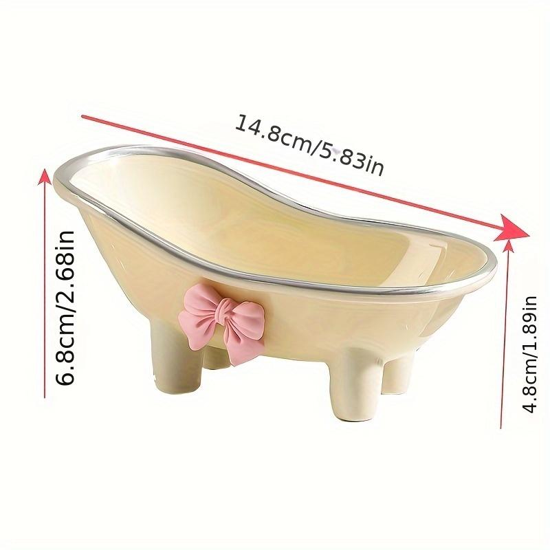 1pc Mini Bathtub-Shaped Soap Dish Charming Bathroom Accessory with Decorative Pink Bow.