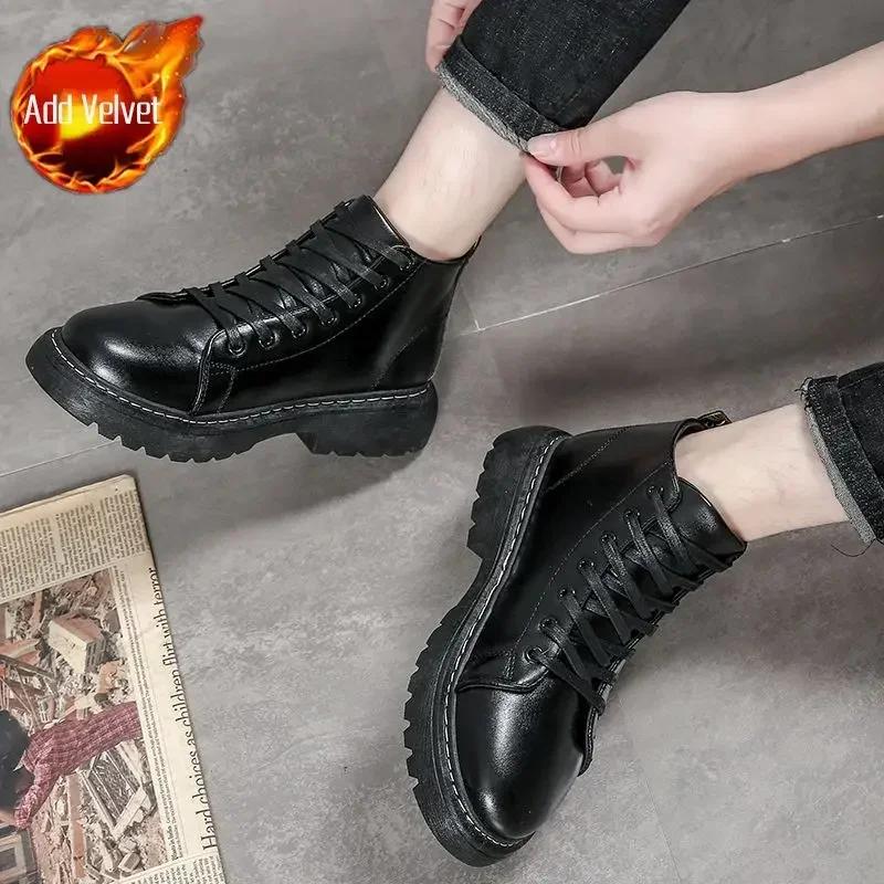 Fashion Men's Boots Lace Up Rubber Platform Non Slip Male Shoes Cheap Sale Hot Selling Low Price Y2k Casual Offer Footwear Trendy 2025