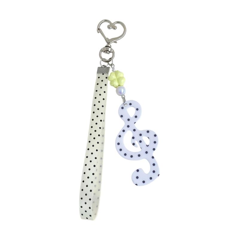 Decorative Keychain Charm Acrylic-Style Bag Charm Music Note Key Holder With Loop Strap and Playful Details for Everyday Carry