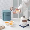 Flower travel tea set, light luxury and portable, one pot and four cups of Ru kiln car business gifts