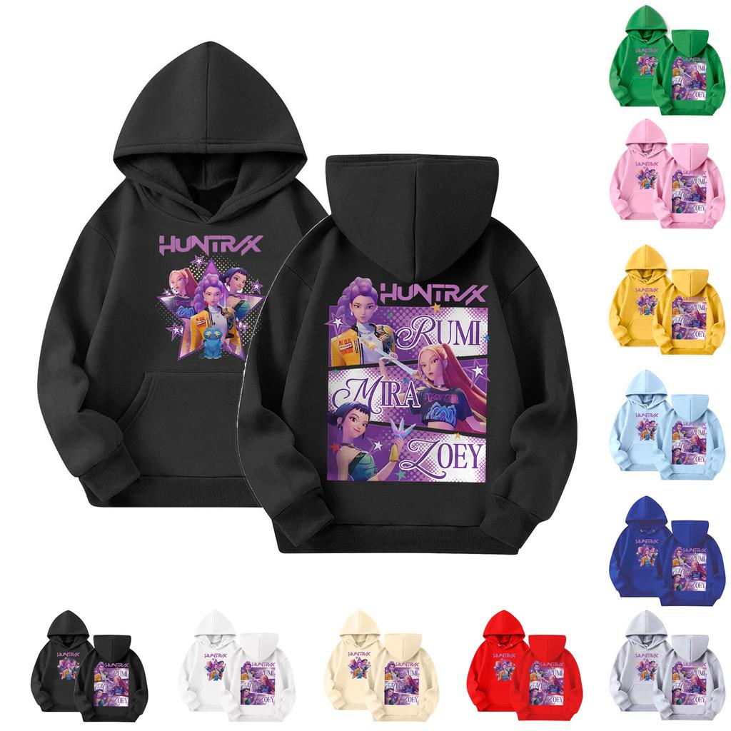 Dětská ležérní mikina s kulatým výstřihem a potiskem, s dlouhým rukávem a kapucí