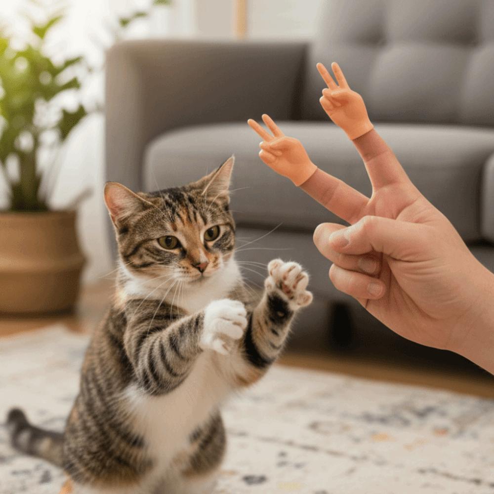 3pcs/set Novel Shape Bite Resistant Pet Finger Puppet Soft Mini Cat Finger Sleeve Funny Cat Massage Tool Interaction