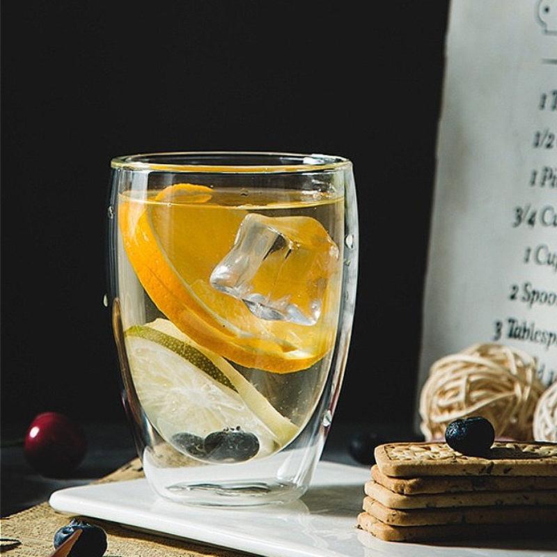 225ml/320ml Double Wall Glass Cup Drinking Glasses Transparent Coffee Mug Heat-resistant Tea Cup Latte Mocha Coffee Mugs Cafe