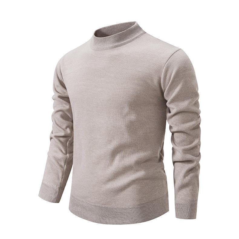 Podzimní a zimní nový pánský pletený svetr slim-fit jednobarevný poloviční rolák pánský svetr spodní tričko pánské