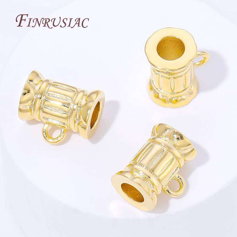 18K Gold Plated Pendant Bail Connectors For Jewelry,Brass Bail Beads Spacer,DIY Necklace Making Accessories,Tube Bail Beads