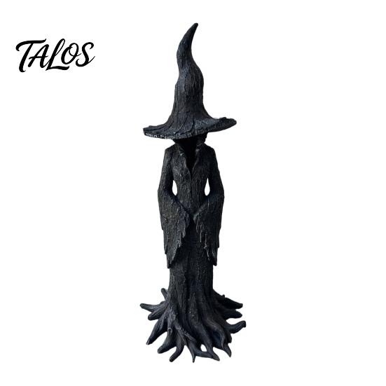 Spooky Halloween Table Centerpiece Witch Statue, Resin Gothic Tree Figurine, Vintage Handmade Figurine for Desk Dark Fantasy Ornament Tabletop,