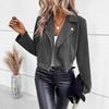 Faux Suede Women Jakcet Zipper Fly Lapel Buttons Motorcycle Jacket Leather Jacket Windproof High Street Biker Jacket Cardigan