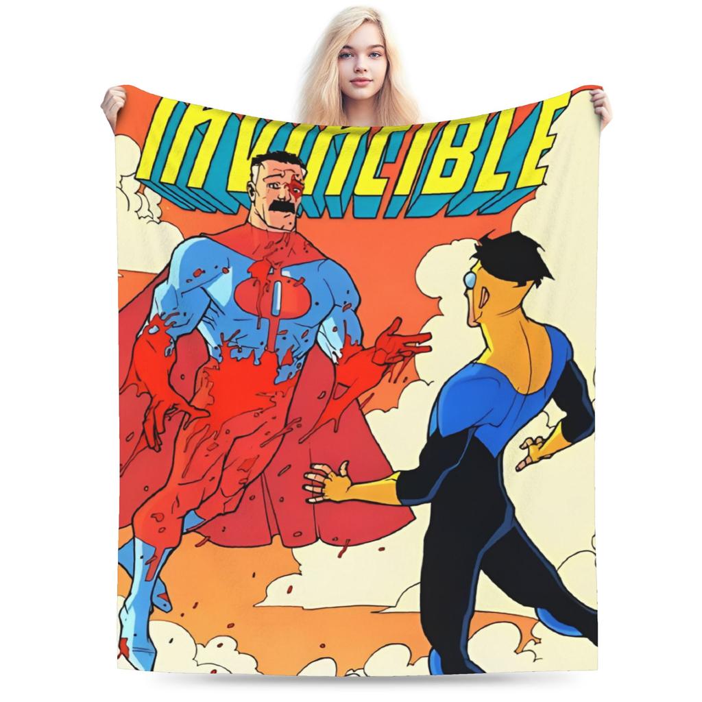 Invincible omniman amazing hero anime Blankets Super Soft Velvet Novelty Gift Throw Blanket Plush Thin Quilt