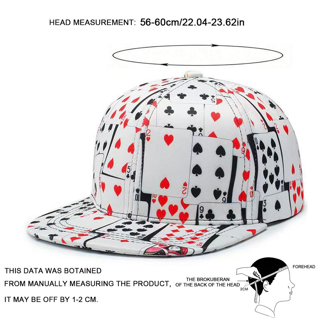 Unisex Hip-hop čepice s potiskem pokerových karet Jaro Podzim Venkovní Nastavitelné Ležérní Baseballové čepice Ochrana proti slunci Sportovní čepice