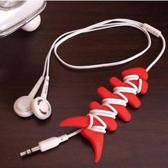 Holder Cord Wrap Headphone Earphone Organizer Rubber Cable Winder Bone Shaped