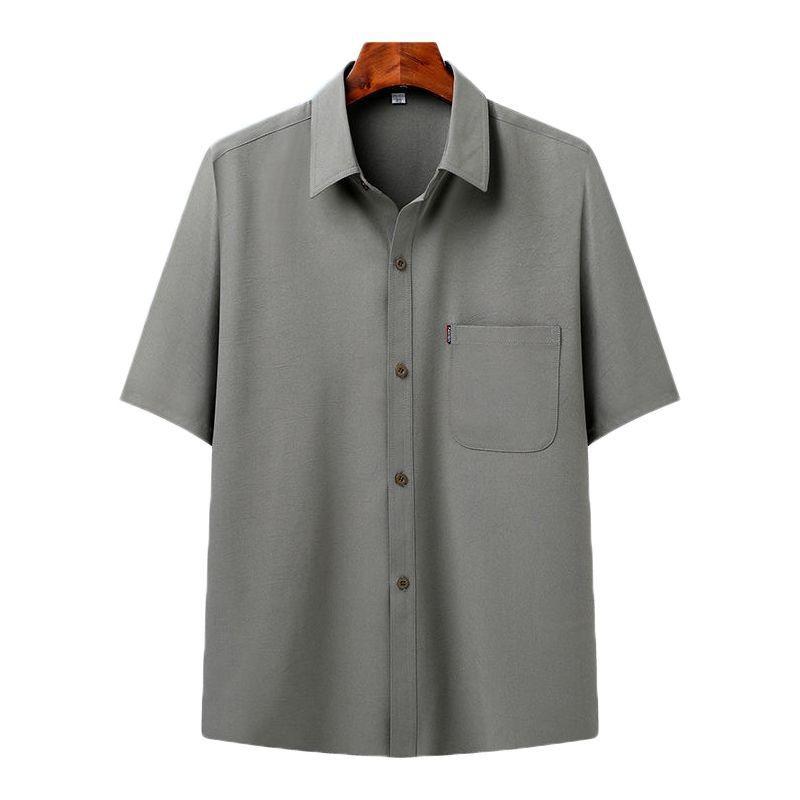 Pants Summer Leisure All Match Middle Aged Old Dad Men Fashion Trend Grandpa Loose Lapel Half Sleeve Shirt Set