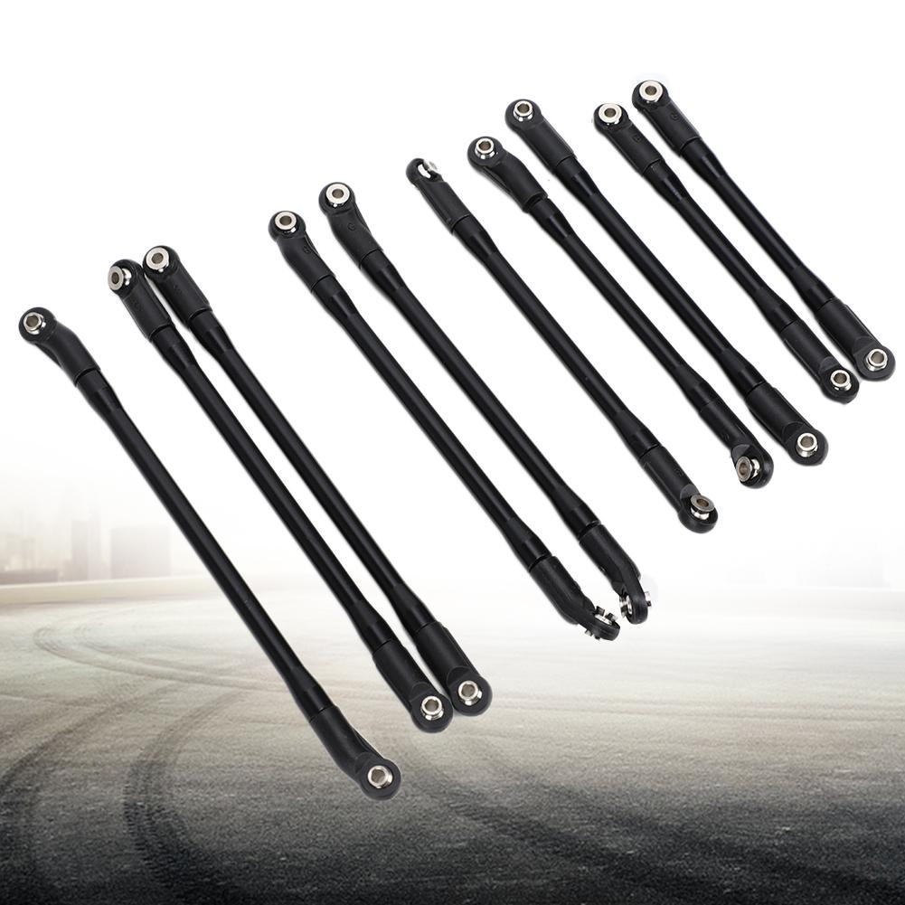 10pcs Metal Chassis Anti Rust Replacement Pull Rod Fit for Axial SCX10 II RC Crawler Black