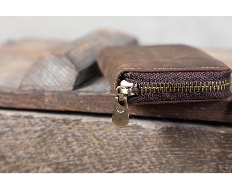 Vintage Crazy Horse Leather Accordion Card Holder with Multi-Card Slots, Coin Purse & Driver's License Pocket for Men and Women