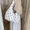 Trendy Retro Women Tote Bag PU Polka Dots Pattern Shoulder Bag Large Capacity Hasp Closure Handbag