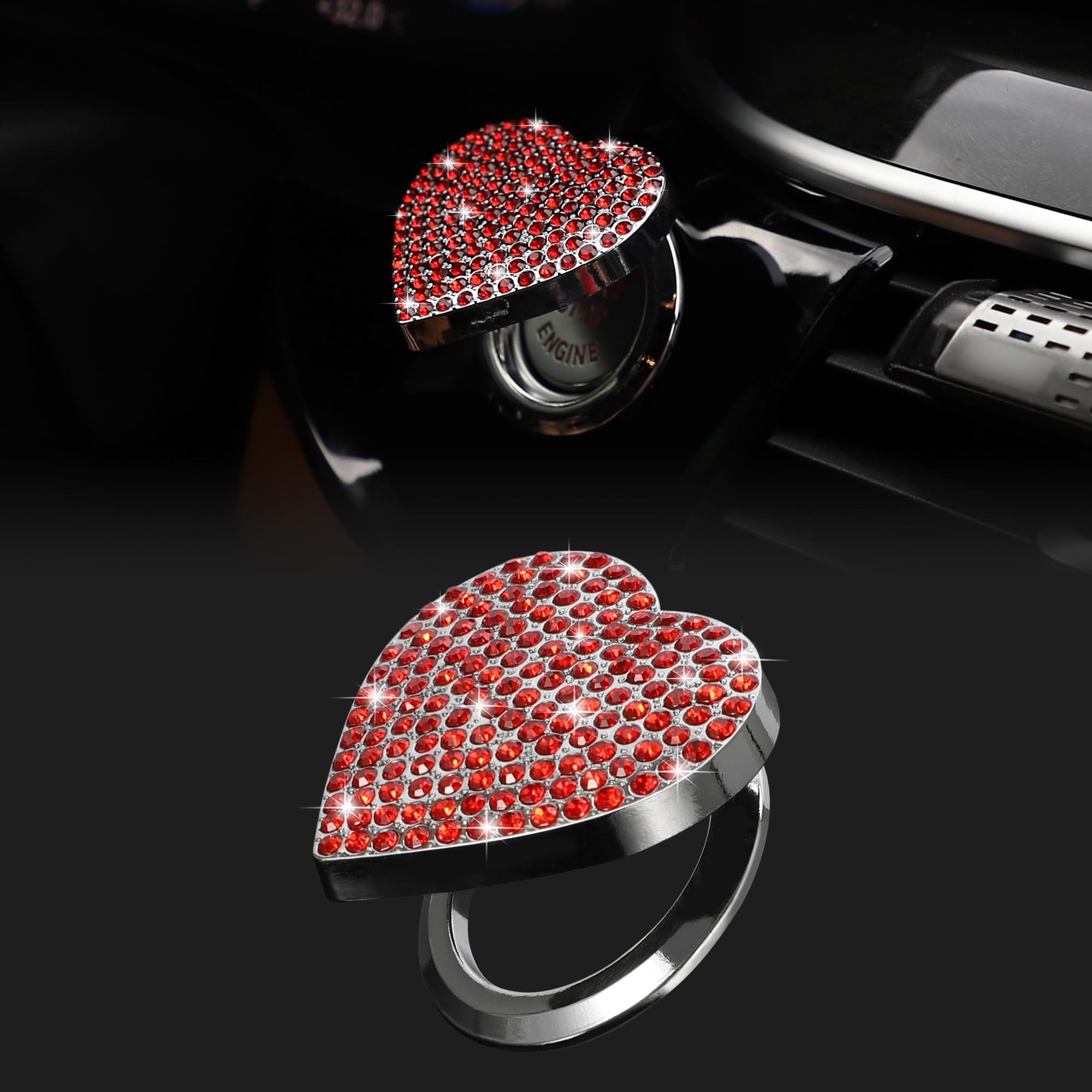 TOMALL Bling Car Engine Start Button Cover Diamond Interior Crystal красный