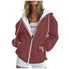Fashion Hoodie Women Long Sleeve Zipper Hooded Pullover Casual Sweatshirt Solid Color Tops With Pockets