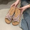 Slippers 2025 summer new flat-bottomed cross-word slippers women's casual fashion versatile outer lazy pedal