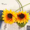 UV Resistant Artificial Flowers Sunflower with Leaves Long Stem Fake Silk Large for Protected For Outdoors Home Hotel DIY Craft Wedding Party