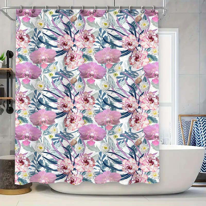 

Pink Flower Print Shower Curtain Waterproof Bath Decor for Home Decoration in Bathroom Accessories from Home Garden 90x180cm