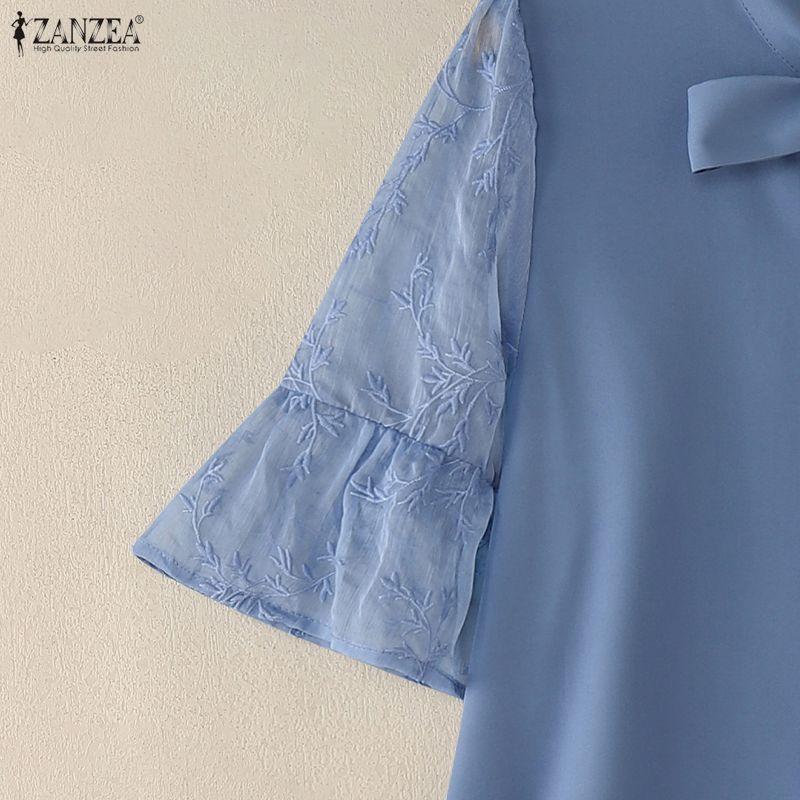 ZANZEA Damen Freizeitspitze Spleiß Halber Ärmel Lockere Bluse