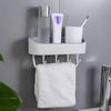 Self Shower Caddy Shelf, Save Space No Punching with 5 Hooks Racks Holders Shelf Organizer