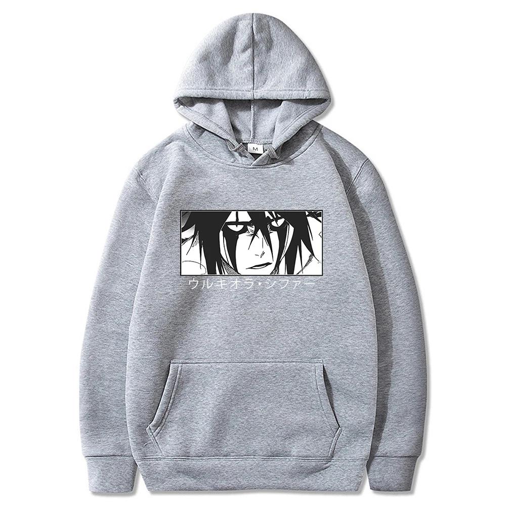 Men's Japanese Anime Bleach Ulquiorra Cifer Harajuku Hoodie Gothic Cartoon Streetwear Long Sleeve Casual Sweatshirt Moto