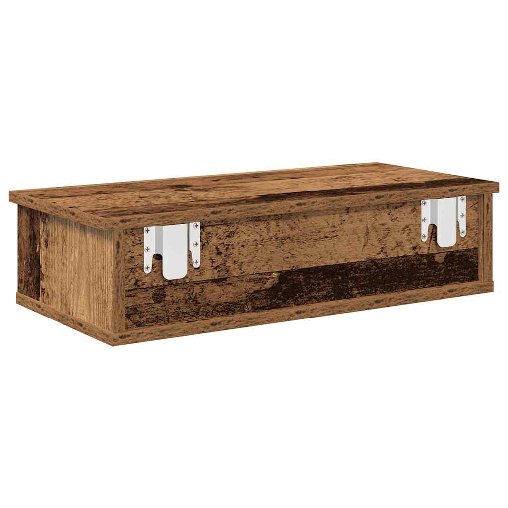 Vidaxl Półka Ścienna Z Szufladami, Stare Drewno, 60X25X15 Cm