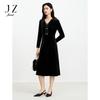 JUZUI Vintage Velvet V-Neck Dress