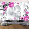 Simple Fashion Rose Flower Mural Circle Purple Floral Wallpaper Living Room Bedroom Home Decor