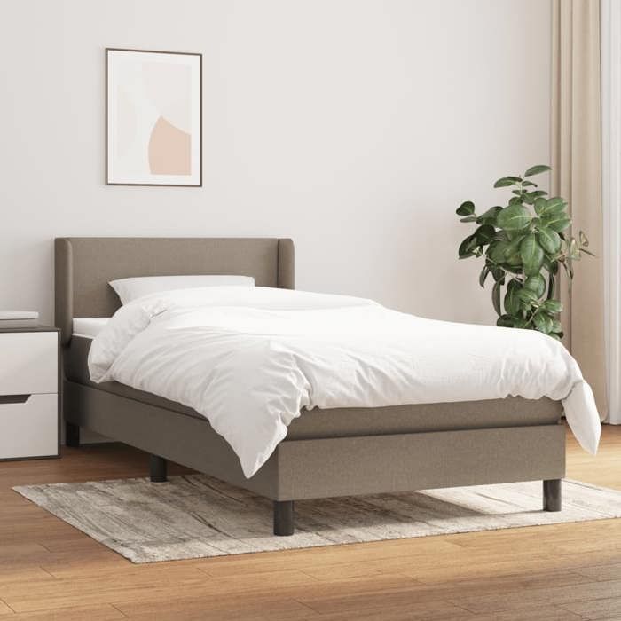 3129517 vidaXL Divan Bed with Mattress Taupe 90x190 Cm Fabric
