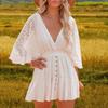 Beach Dress Hollow Out Lace Summer Crochet Ruffles Mini Dress Beachwear
