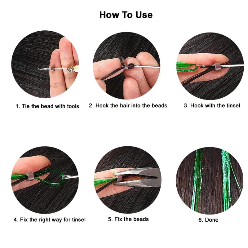 Hair Tinsel Kit with 35INCH  Heat Resistant Glitter Tinsel Hair Extension, Sparkling Shinny Fairy Hair Accessories