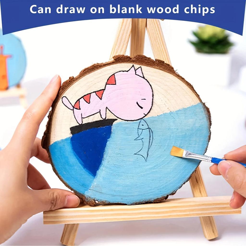 10 PCS Unfinished Pine Wood Slices for Centerpieces 5.1-5.5" Round Wooden Discs with Tree Bark Cookies Circles 0.39" Thickness