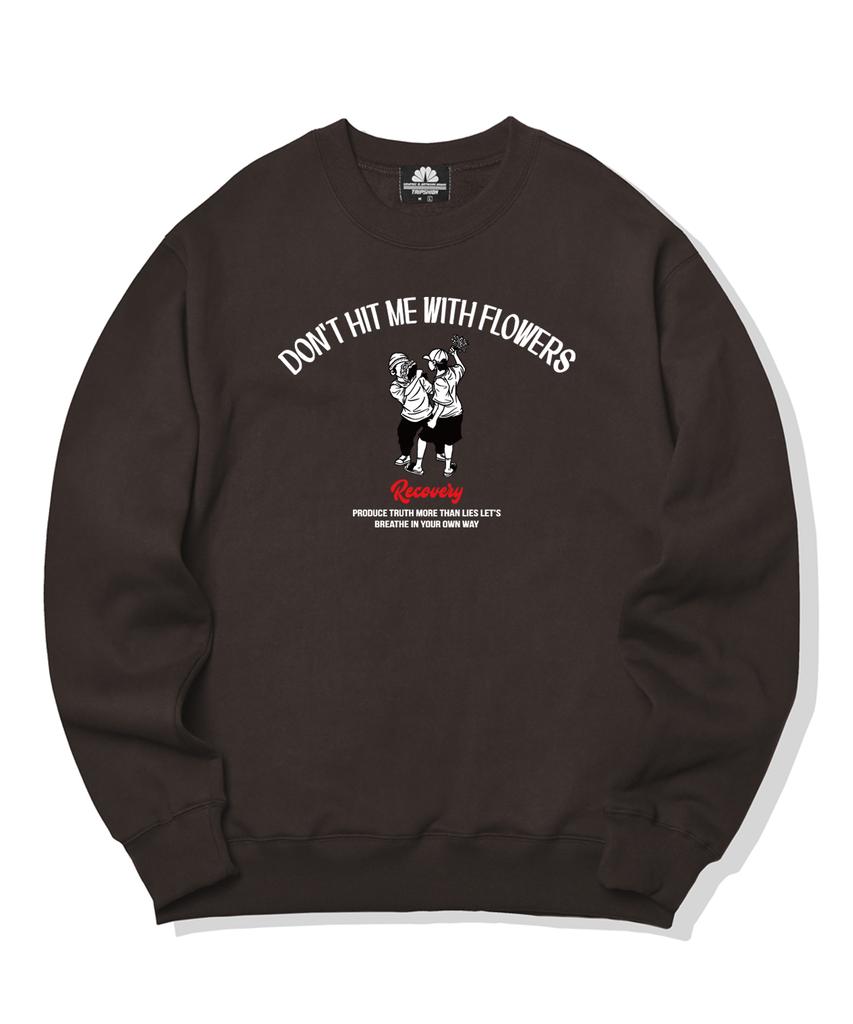 TRIPSHION Dont Hit Me With Flowers Graphic Crew Neck - Brown