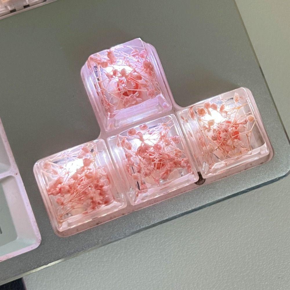 Translucent Mechanical Keyboard Keycap OEM R4 Resin Keycap Dried Flower Keycaps  Cherry MX
