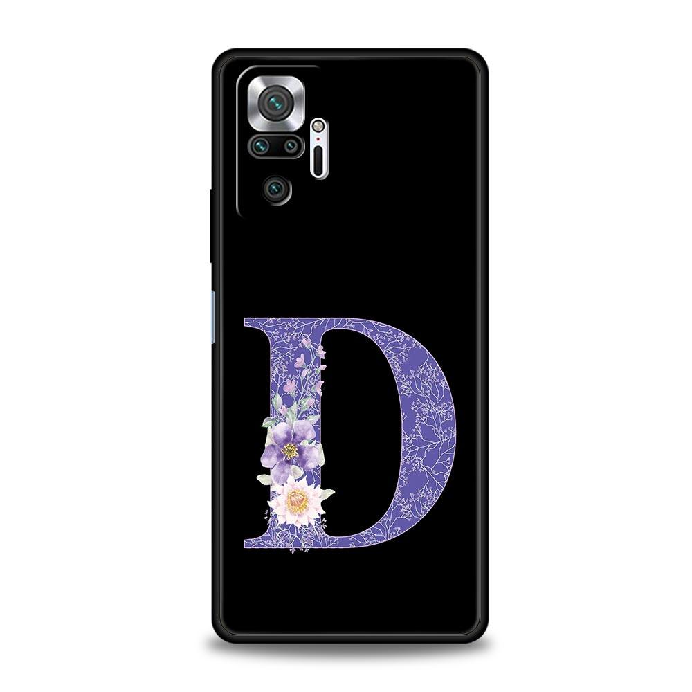 Letters Purple Flower Phone Case For Xiaomi Redmi Note 14 13 5G 10 11 12 Pro Plus 4G 14C 13C 12C 10C Black Cover