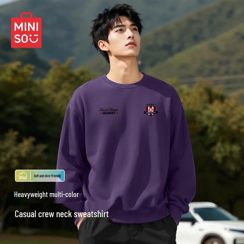 MINISO Men's Casual Crew Neck Pullover Sweatshirt