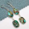Copper Chrysocolla 925 Silver Plated Earrings 2.2" Elegant Gift Design Trendy f5V54