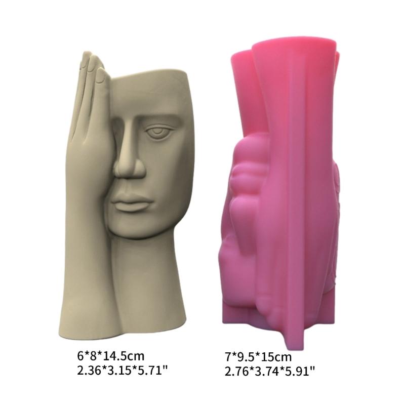 Blomsterpotte silikonform betongform skjermet menneskelig ansiktsform blomsterpotteformer sementform silikonmateriale for