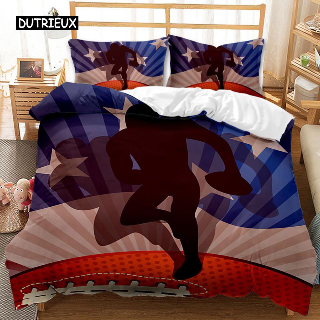 Piłka nożna Piłka nożna z ogniem Młodzieżowy sportowy zestaw pościeli dla nastolatków Piłka nożna Podwójna królowa King rozmiar Poliester Poszewka na kołdrę