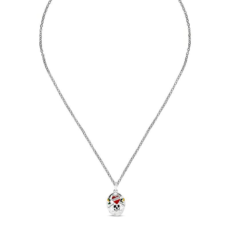 

Personalized Silver Chain Colored Love Tattoo Style Necklace, Niche Retro Trendy Cool Style Accessories Single Item