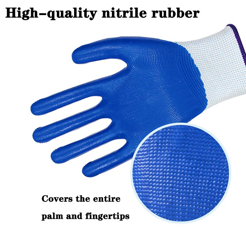 12Pairs Wear Resistant Gloves For Construction Rubber Gloves Nitrile Gloves Safety Gloves Mechanic Working