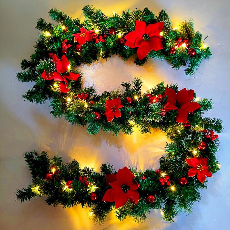 Hot-Selling 2.7m Christmas Tree Decoration Rattan for Staircases, Hotels, Malls, Bars, and Door Hanging — Encrypted Rattan Wreath