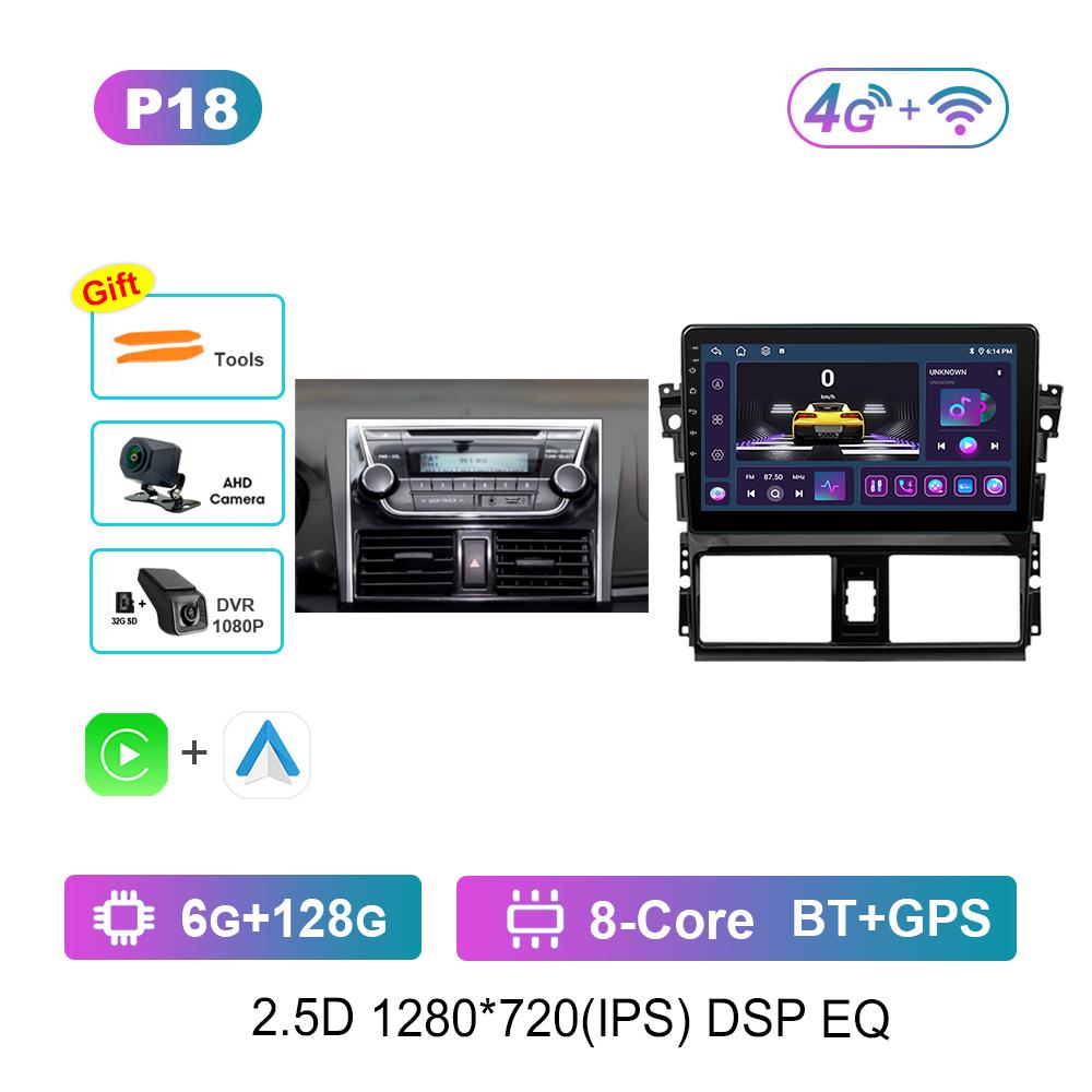 For TOYOTA VIOS YARIS 2013 - 2016 Android System Car Video Multimedia Player GPS 10 '' IPS Screen 4G Bluetooth WiFi Auto Tools