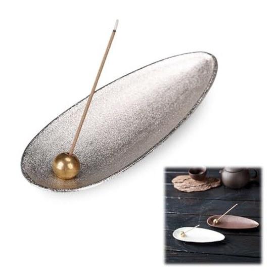Incense holder stand altar metal plate silver bronze alloy dish stylish soothing Japanese style interior burner multifunctional tea shop room study