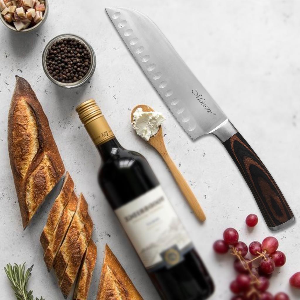Nóż Santoku 17.5cm stalowy pojedynczy kuchenny MAESTRO MR-1465