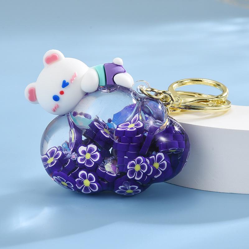 

Брелок для ключей в виде зыбучего песка в виде медведя из облачного масла своими руками из акрила для сумки Light Gold Buckle + Cloud Bear фиолетовый