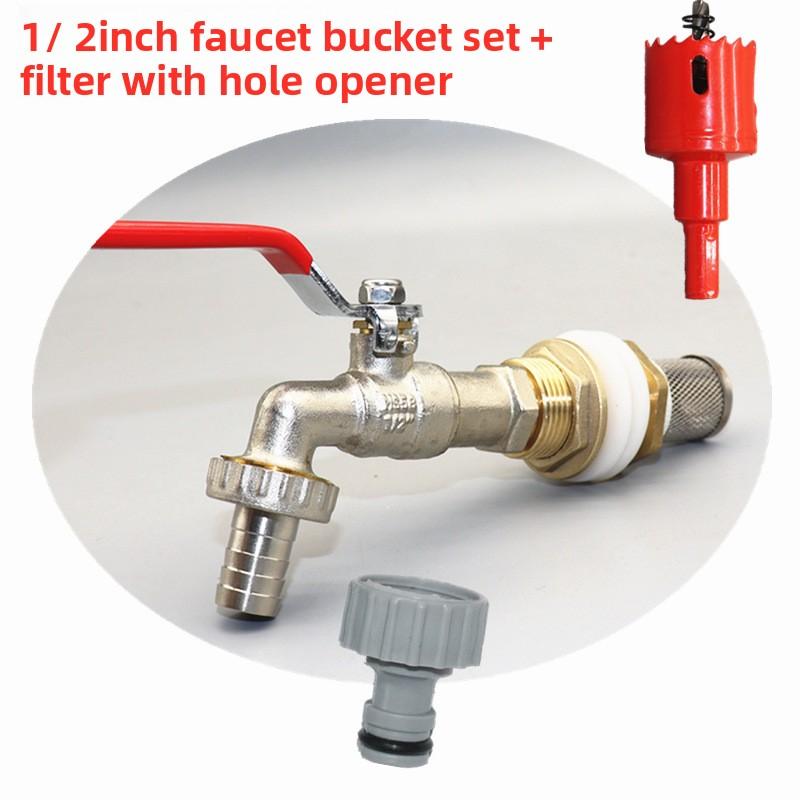 1/2" 3/4" Messing-Wassertank-Anschlusssatz, mit Legierungshahn, Dichtung, Kupferrohr, Fischtank-Kupplung, Gartenbewässerungsschlauch-Adapter